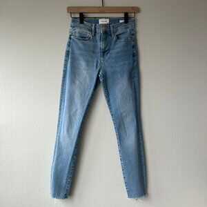 FRAME Le High Skinny Jeans Light Wash Raw Hem High Rise Women's Size 26